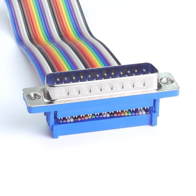 DB25免焊压线式DB9 DB15针排线接头db37串口9针插头彩排线压接头