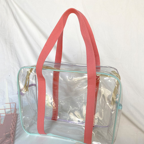 很夏天~大容量ins透明果冻包 夏季女防水游泳健身手提度假沙滩包