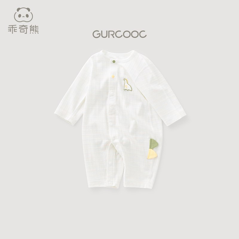 乖奇熊夏季薄款宝宝连体衣长袖空调服透气居家服婴幼儿哈衣爬爬服