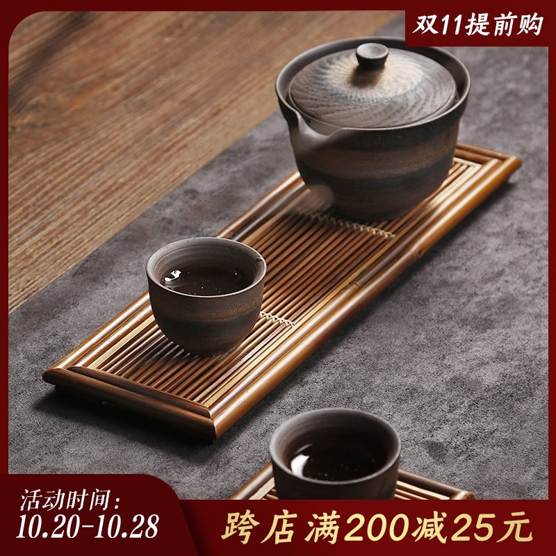 竹制长方形干泡台茶盘 茶杯架茶托功夫茶具 茶道托盘收纳竹排家用,餐饮具,茶盘,淘宝优惠券,粉丝福利购,淘宝优惠卷