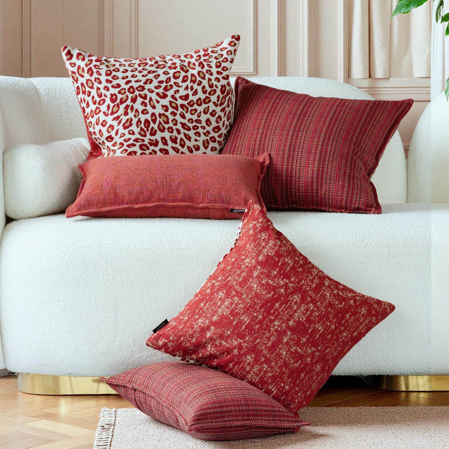 沙发抱枕客厅轻奢覆古红色结婚中式不含芯靠垫套欧美定制靠背垫