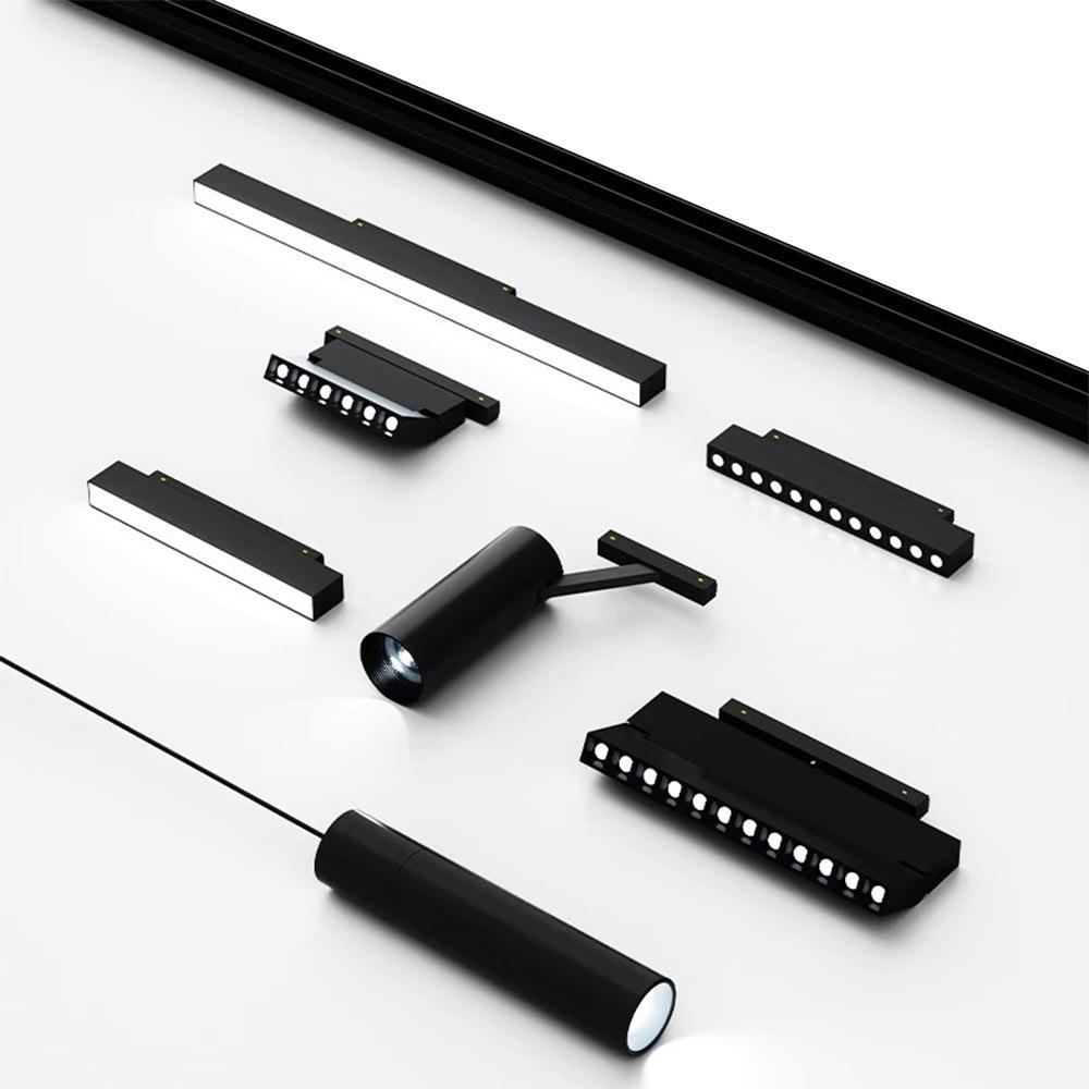 北美LED磁吸轨道灯家装商照用48V无边框嵌入式折叠格栅磁吸灯