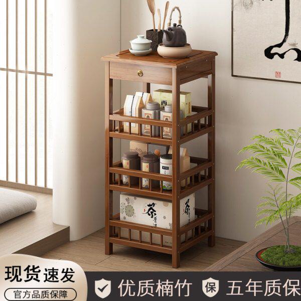 小型博古架新中式茶具置物架非实木迷你茶叶柜茶桌边几茶碗收纳架