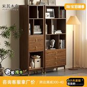 书橱钢化玻璃木玄关柜现代简约蜡书架储物柜北欧实木书柜白新中式
