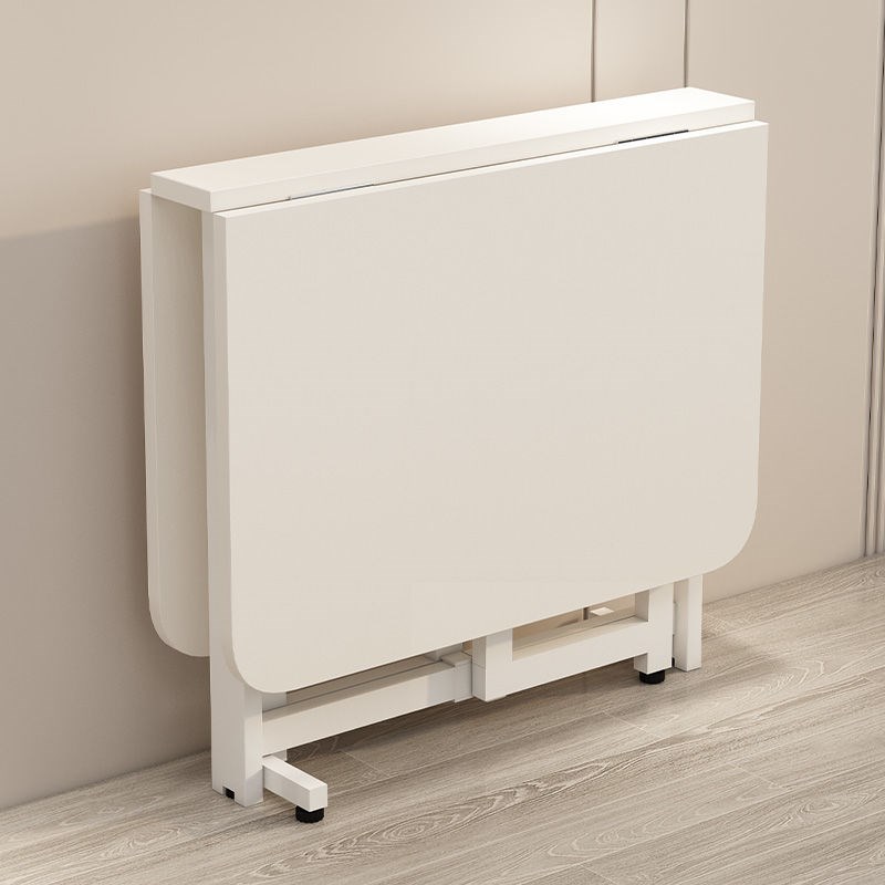 奶油风可折叠家用餐桌简约u现代厨房长方形桌带轮子小户型简易饭