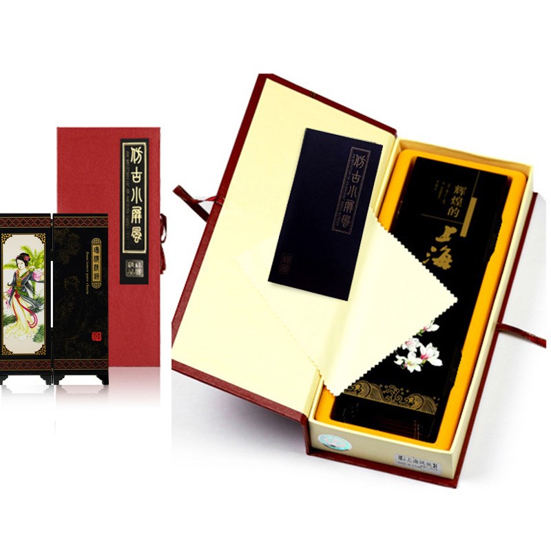 仿古漆器小屏风福l圆工艺装饰摆件中国特色木质工艺品定制出国礼