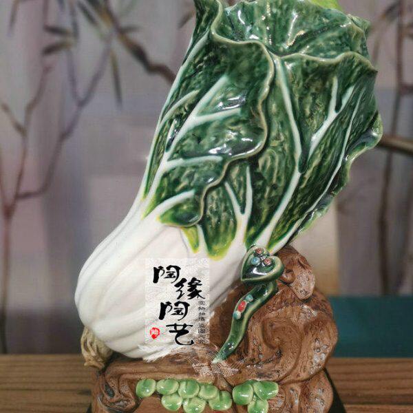 陶瓷工艺品  石湾公仔 白菜摆件  百财如意 开业贺礼