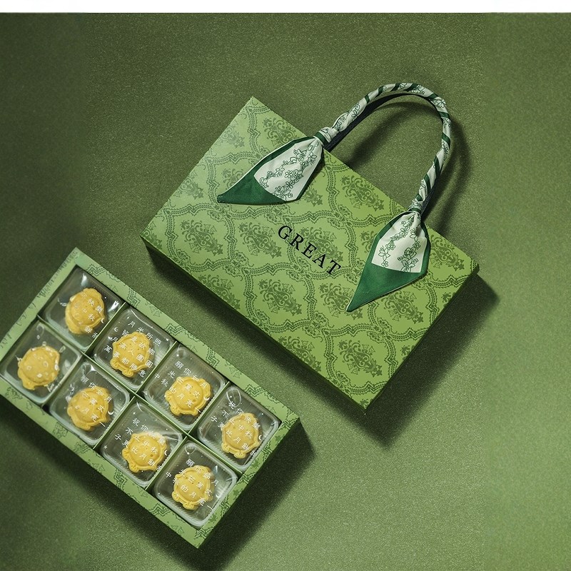 2025端午节绿豆糕包装盒青团月饼礼盒空盒绿N豆饼6个8粒蛋黄酥盒