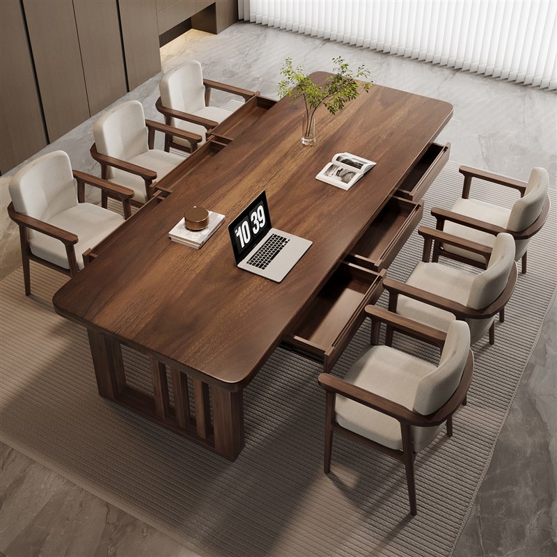 胡桃木书桌家用高档客厅工作台书房原木办公N去客厅化实木学习桌