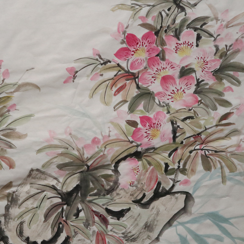 桃花图国画纯手绘无框无款可提字三尺方斗玄关客厅餐厅中式装饰画