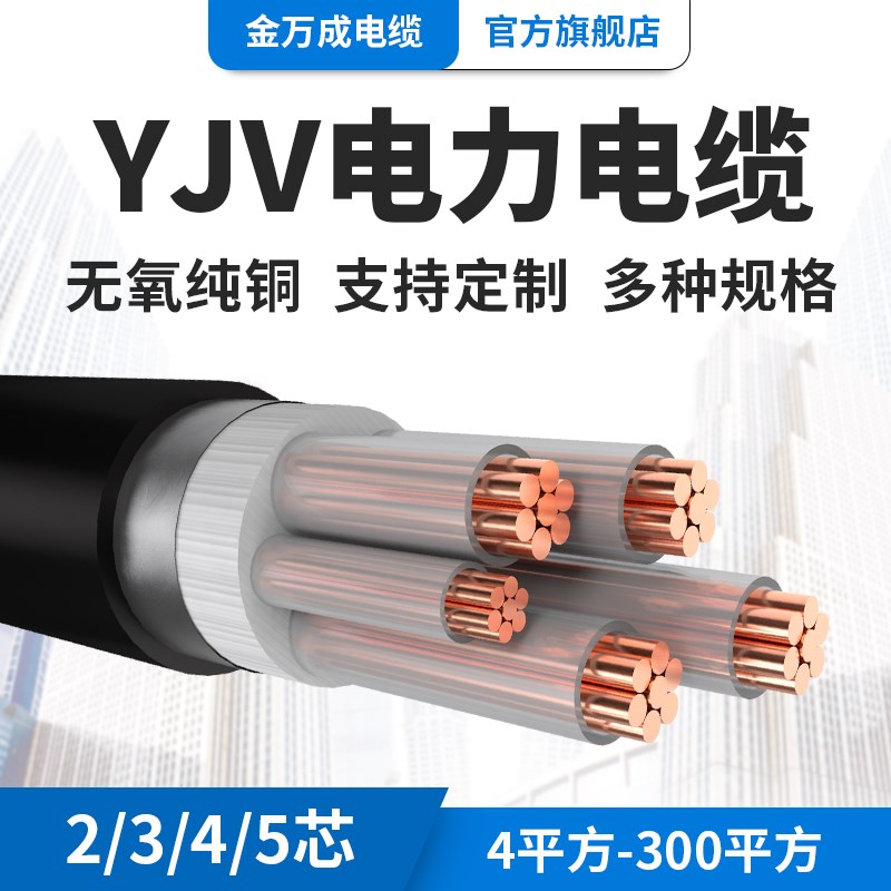 国标铜芯电缆YJV/YJV22铠装电力y电缆3芯4芯5芯6/10/16/25平方铜图片