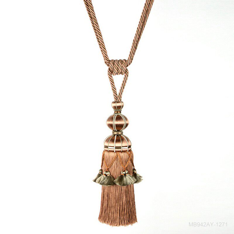 软装大穗窗帘纯手工美式欧式田园韩式绑带样板间单头吊穗挂球/支