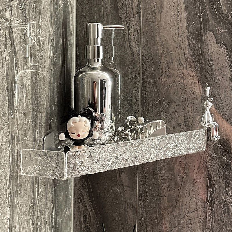 浴室三角置物架亚克力免打孔墙角转角厕所卫生间墙上壁挂式收纳架