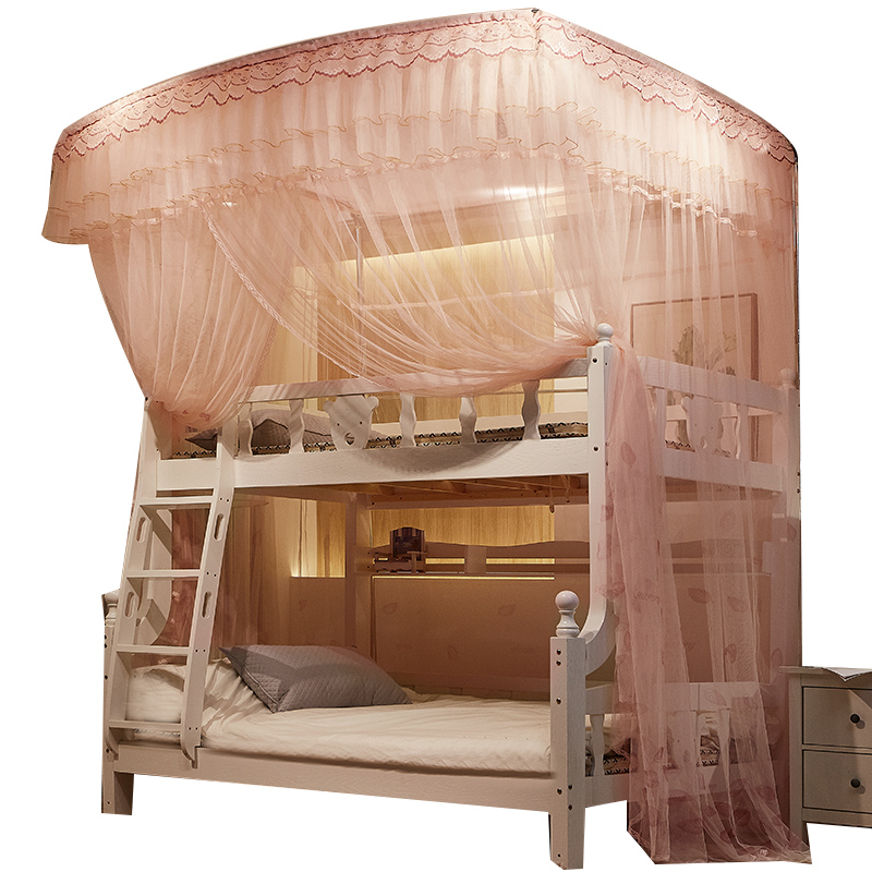 子母床蚊帐上下铺双层床U型伸缩导轨支架学生儿童母子高低床蚊帐