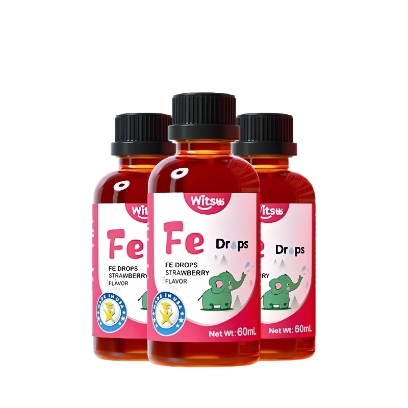witsbb健敏思甘氨酸螯合铁剂儿童宝宝二价铁滴剂草莓味液体铁3盒