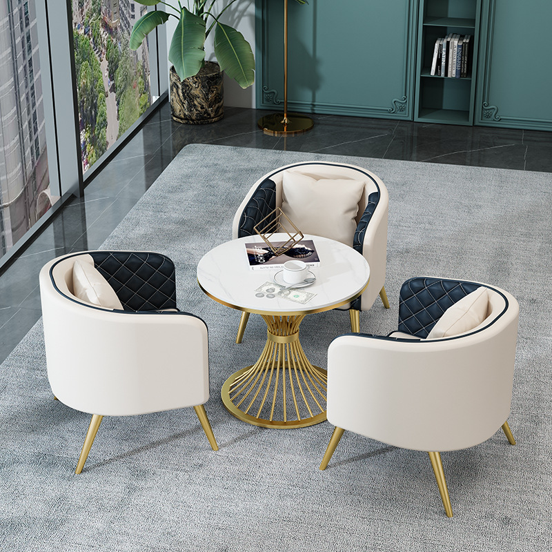 轻奢现代售楼处酒店宾馆单人沙发椅洽谈商务休闲会客沙发桌椅组合
