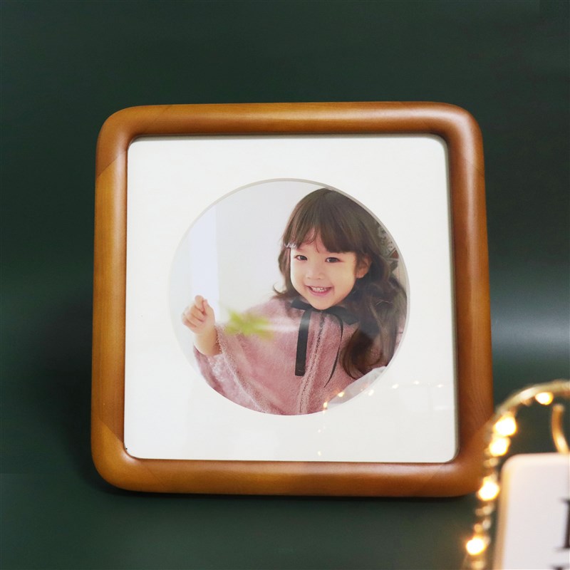 新中式实木圆角相框m圆摆台正方形6寸8寸16寸20寸精致韩式影楼框