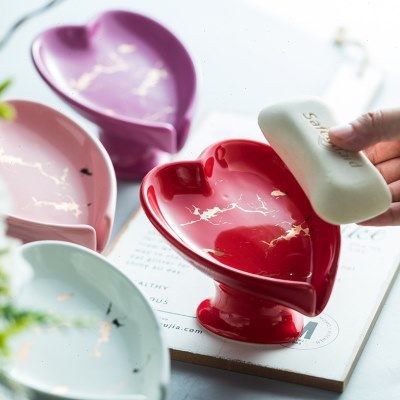 轻奢风陶瓷香皂盒沥水肥皂盒收纳置物架家用放皂碟爱心创意免打孔,家庭/个人清洁工具,皂盒,淘宝优惠券,粉丝福利购,淘宝优惠卷