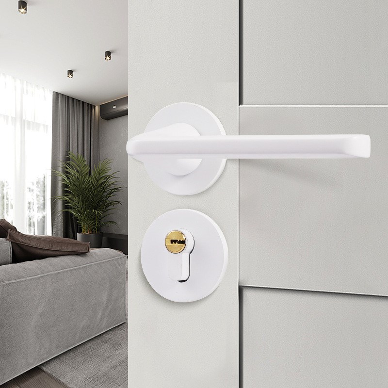 白色室内卧室房木门锁通用型房间门把手锁具家O用简约分体磁吸静