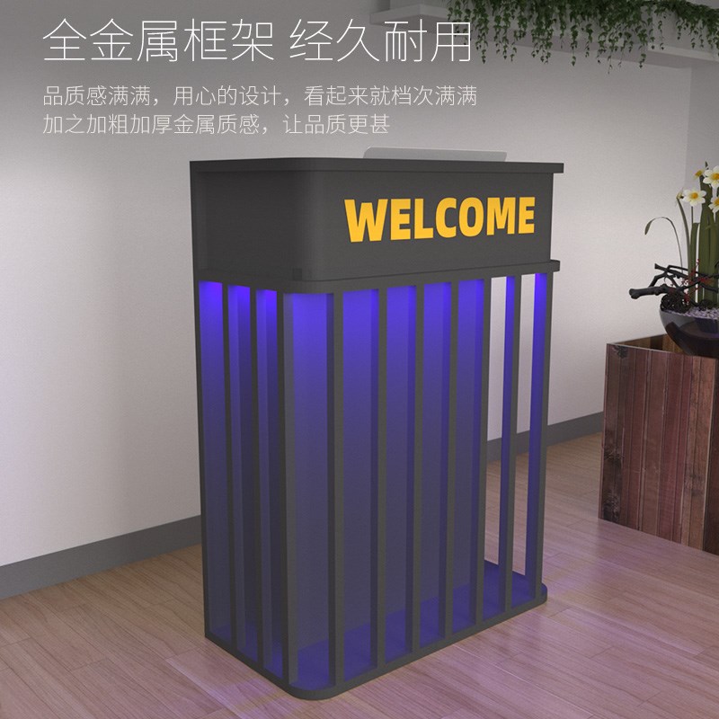 小型铁艺收银台工l业风发光吧台酒吧餐厅接待前台迎宾柜服务台讲