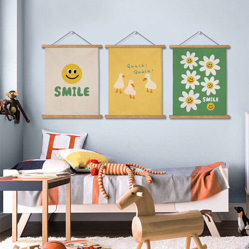 卧室墙上挂画免打孔遮挡电表箱装饰画现代简约卡通背景布Zins挂布