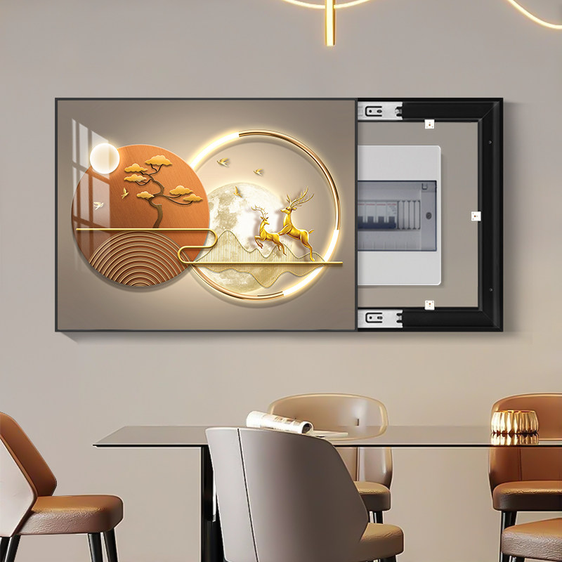 电表箱装饰画免打孔遮挡配电箱电闸总开关电盒子福鹿挂画可推拉,家居饰品,现代装饰画,淘宝优惠券,粉丝福利购,淘宝优惠卷