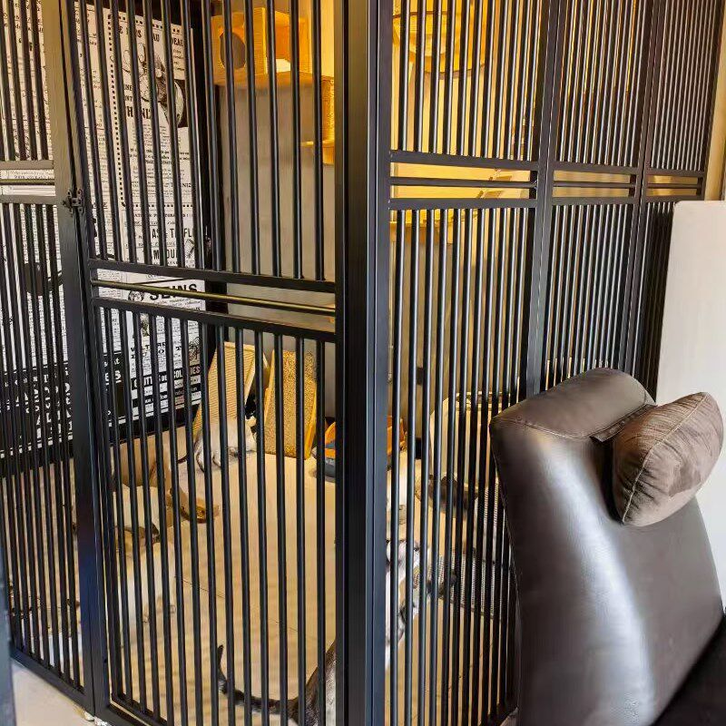 黑色定制a防猫门栏宠物栅栏拦猫挡狗栅栏杆大型隔离门免打孔室内