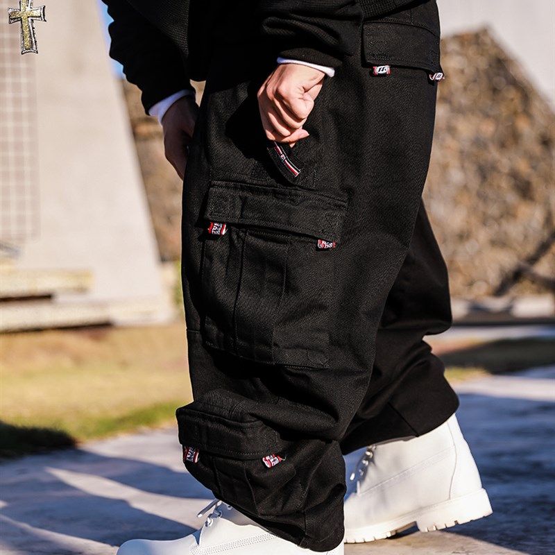 Acusa多袋工装633斜纹布重工洗水长裤魔术贴拼接设计宽松肥大男款