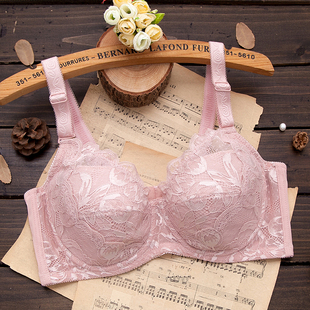 110H上托聚拢四排 文胸侧收全罩杯带钢圈蕾丝内衣75B 大码 胖MM薄款