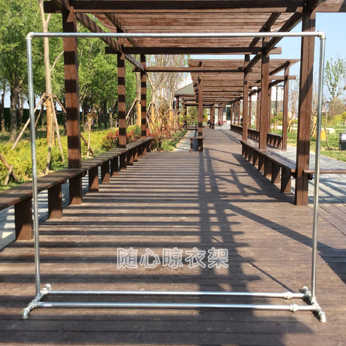 钢管晾衣架阳台服装展示架单杠加粗落地镀锌水管摆摊简易晾衣架