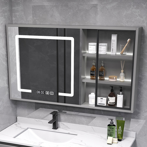 智能浴室镜柜挂墙式带背光灯防雾卫生间镜子置物架单独收纳一体柜