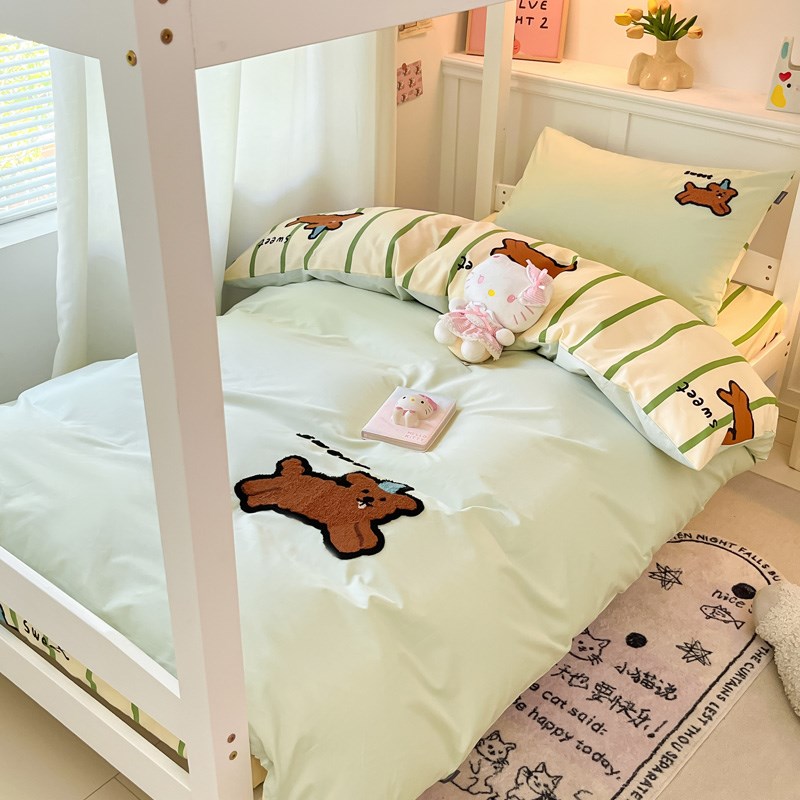 大学生宿舍床上用品三件套全棉纯棉被套床单寝室上下铺高中生床品