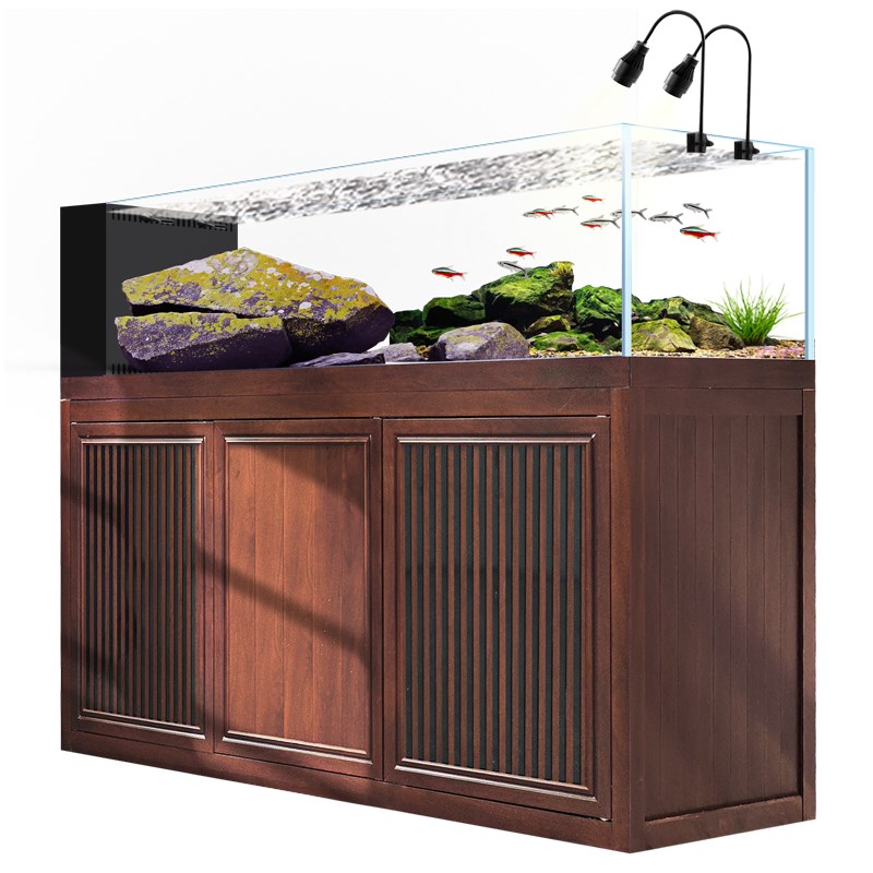 2024新款客厅家用溪流缸超白玻璃底滤侧溢流原生造景兰寿大型鱼缸