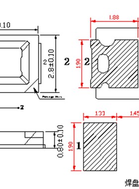 0.2W2835冰蓝色LED超高亮 贴片灯珠 发光二极管 浅蓝光 3V 天蓝