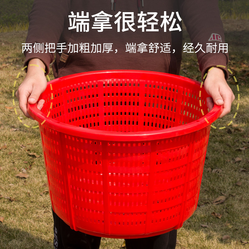 塑料筐子镂空圆形塑料筐罗筐加厚箩筐蓝子仿竹子编织竹制品周转筐