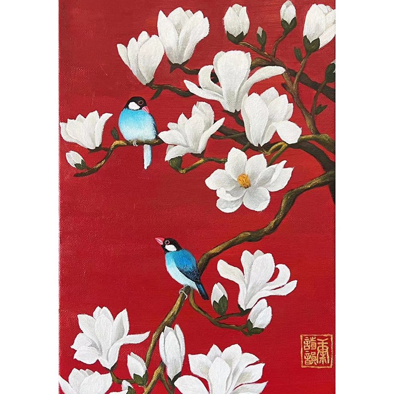 新中式植物花卉客厅背景墙装饰画艺术酒店民宿玄关走廊挂壁画艺术图片