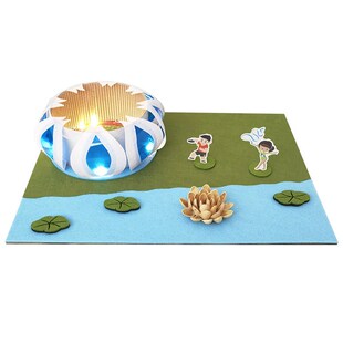 幼儿园小学作业奥体体育馆环保中心大莲花建筑模型手工制作材料