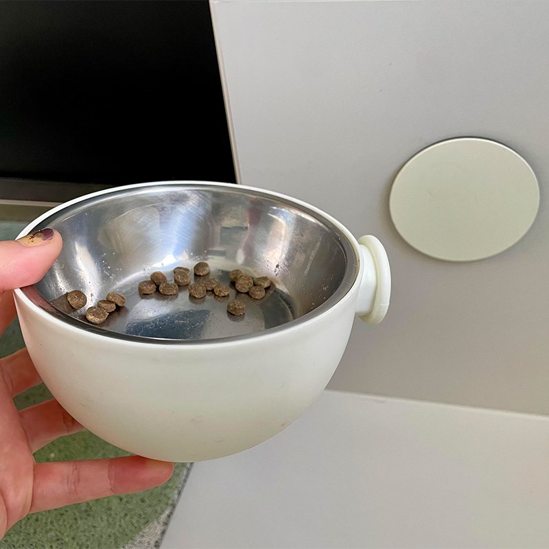 宠物猫碗可上墙悬挂壁式不锈钢猫食盆狗碗防打翻磁吸喝水粮碗用品