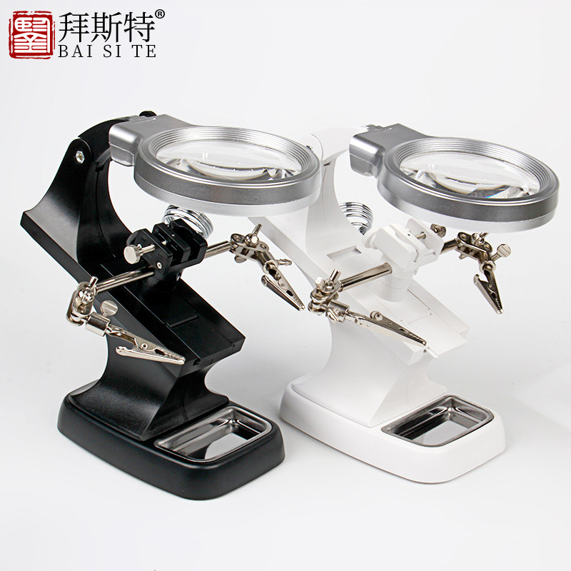 台式维修放d大镜LED带灯高焊接台手机电路板清倍带夹床微雕刻工具