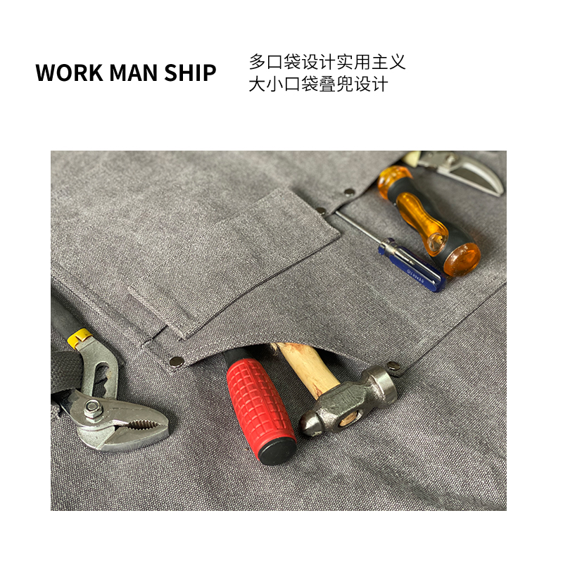 日式定制logo印字无袖罩衣咖啡师围裙奶茶店防水防污背带款工作服