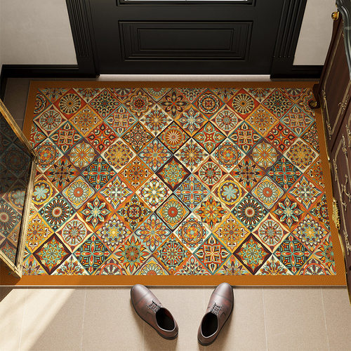 美式花砖别墅入户门地垫客厅玄关皮革地J毯家用进门门外耐脏踩脚