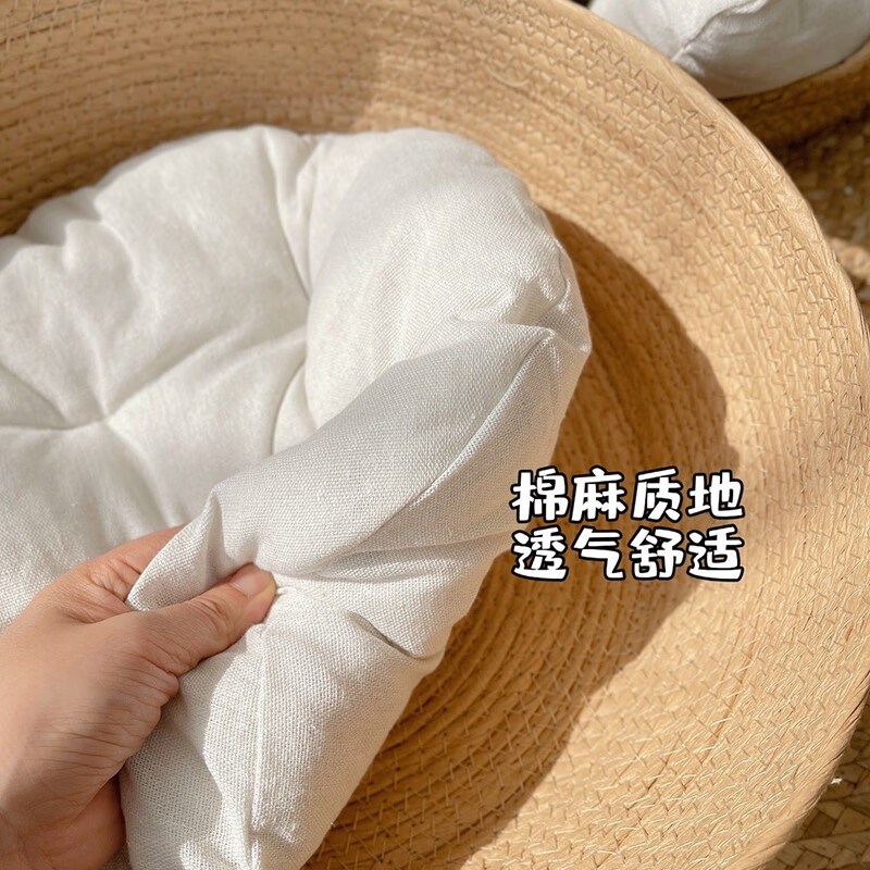 四季猫窝 开放式藤编猫狗窝 宠物夏季垫子 小型犬网红保暖窝含垫