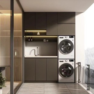 洗烘套装叠放 阳台洗衣机柜定制
