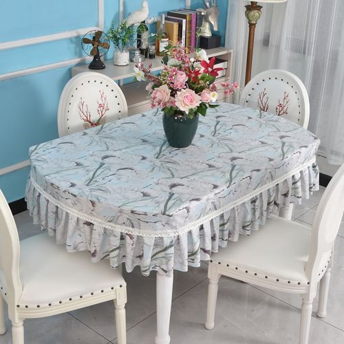田园现代桌布防水防油椭圆碎花茶几桌套餐边柜长条桌餐桌家用定制