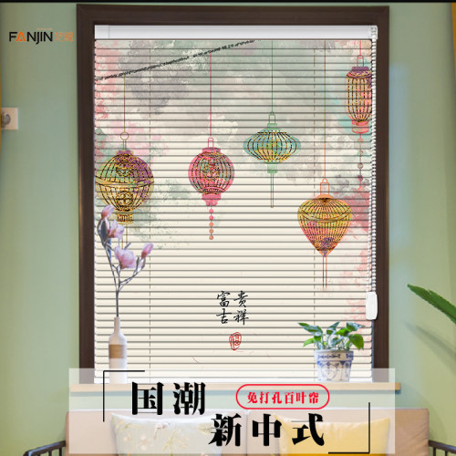 百叶窗帘免打孔安装浴室卫生间A防水遮光办公室手拉升降铝合金白