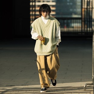 咆哮狂野咆哮野兽卡其斜纹锥形长裤