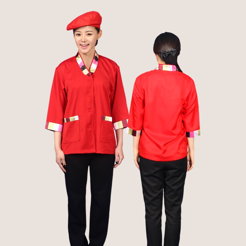 韩式厨师工作服七分袖酒店厨房男女料理厨师长可绣logo可定制