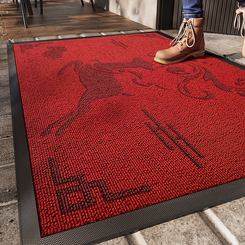 高端别墅红色入户门地垫大门口进门地毯玄关防滑免洗脚垫家用门垫