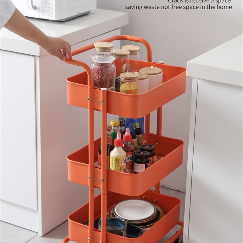 小推车置物架落地厨房储物架子婴儿用品宝宝带轮可移动家用收纳架