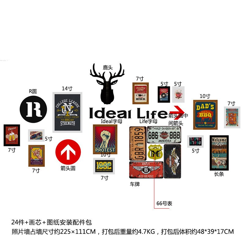 装饰照片墙墙饰烧烤饭店个性挂件咖啡餐厅酒吧墙面装饰品